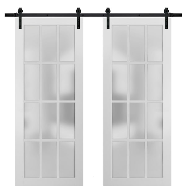 Sartodoors Double Barn Interior Door, 64" x 84", White - FELICIA3312DB-BEM-6484