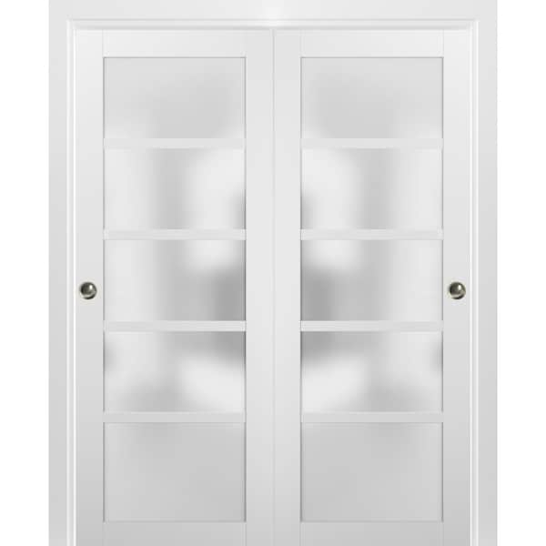 Sartodoors Closet Bypass Interior Door, 36" x 96", White - QUADRO4002DBD-WS-3696