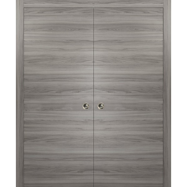 Sartodoors Modern Double Pocket 36x96 Planum 0010 Ginger Ash Frames Trims Pulls Rail Grey,  - PLANUM10DP-GANP-3696