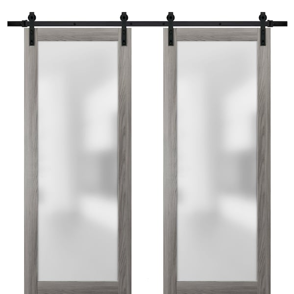 Sartodoors Sliding Double 72x84 Planum 2102 Ginger Ash 13' Rails Hangers Stops Hardware Set Modern Core Wood - PLANUM2102DB-GA-7284