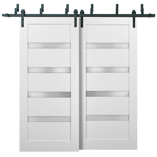 Sartodoors Barn Bypass Interior Door, 48" x 84", White - QUADRO4113BBB-WS-4884