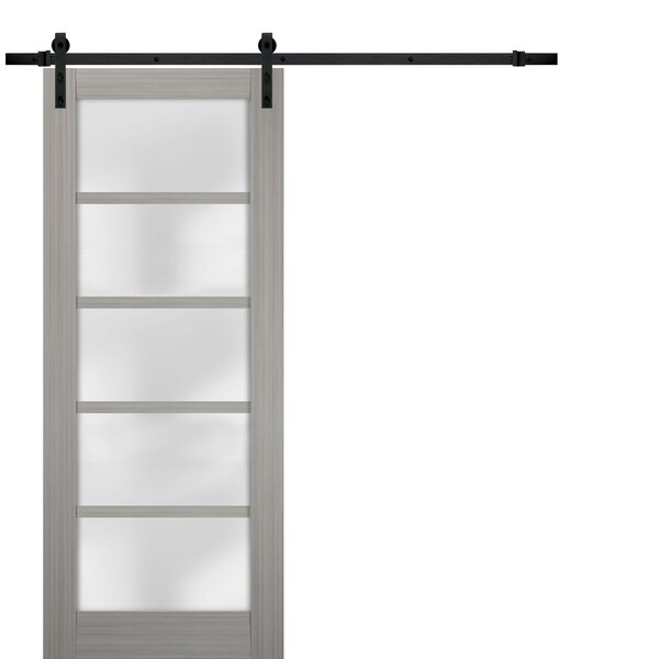 Sartodoors Barn Interior Door, 30" x 96", Gray - QUADRO4002BD-B-SSS-3096