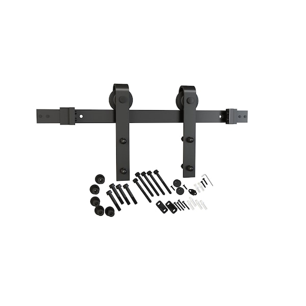Codel Doors 42" x 84 " Primed 2-Panel K-Bar Barn Door with Black Hardware - 3670PRI8402K-H7MB