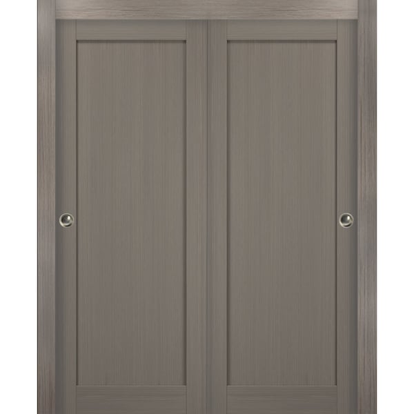 Sartodoors Closet Bypass Interior Door, 84" x 80", Gray - QUADRO4111DBD-KS-84