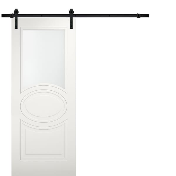 Vdomdoors Barn Interior Door, 36" x 84", White - MELA7012BD-B-WS-3684