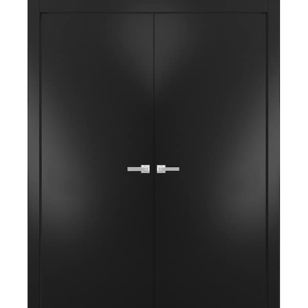 Sartodoors Modern Double Interior Door, 32" x 84", Black Matte - PLANUM10DD-BLK-64