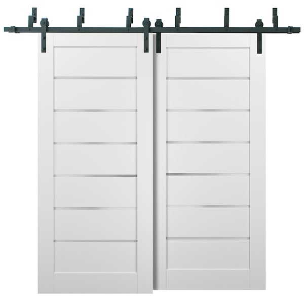 Sartodoors Barn Bypass Interior Door, 48" x 80", White - QUADRO4117BBB-WS-48