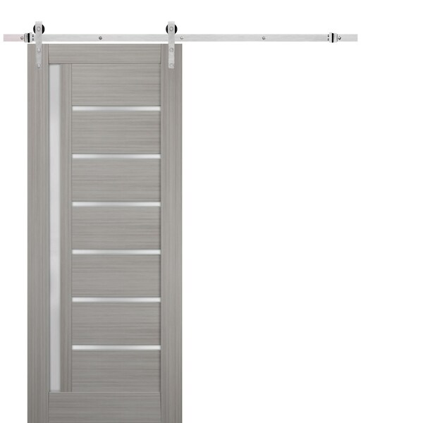 Sartodoors Barn Interior Door, 18" x 84", Gray - QUADRO4088BD-S-SSS-1884