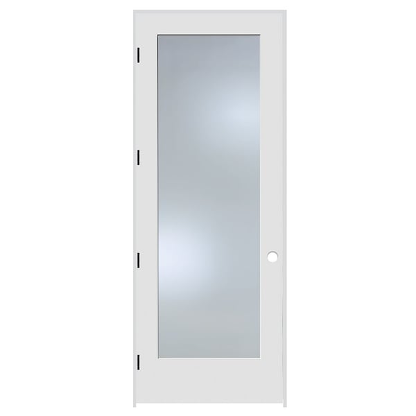 Trimlite 32"x96"x13/8" Primed 1Lite Clear Tempered Glass Interior French 49/16" RH Prehung Door Black Hinges - 2880PRI1501NPCLETRH1D4916