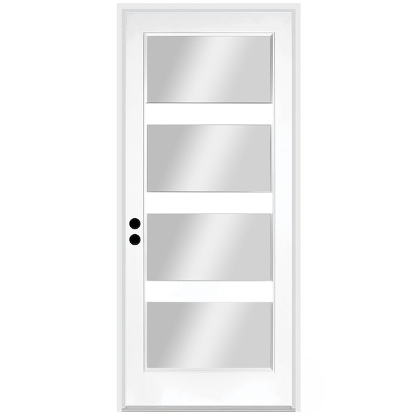 Codel Doors 32" x 80" Primed White Contemporary Flush-Glazed Exterior Fiberglass Door - 2868RHISPSF20F4LC49161DM