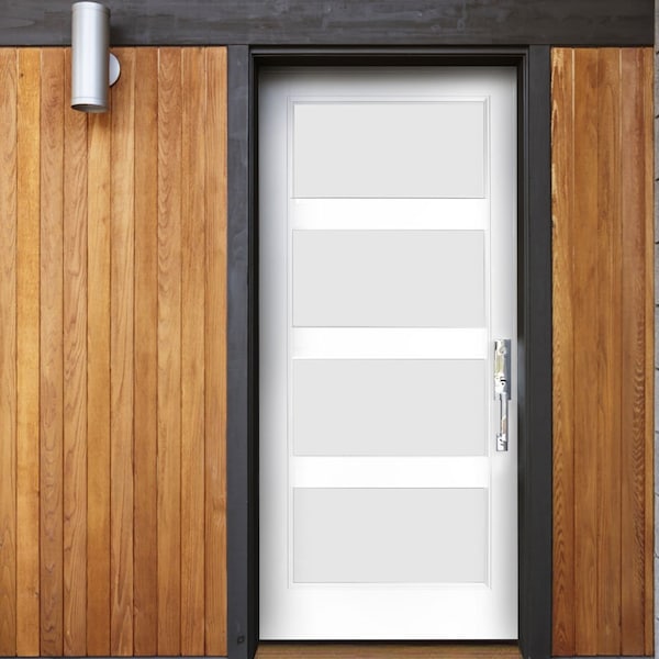 Codel Doors 32" x 80" Primed White Contemporary Flush-Glazed Exterior Fiberglass Door - 2868RHISPSF20F4LS691626DB