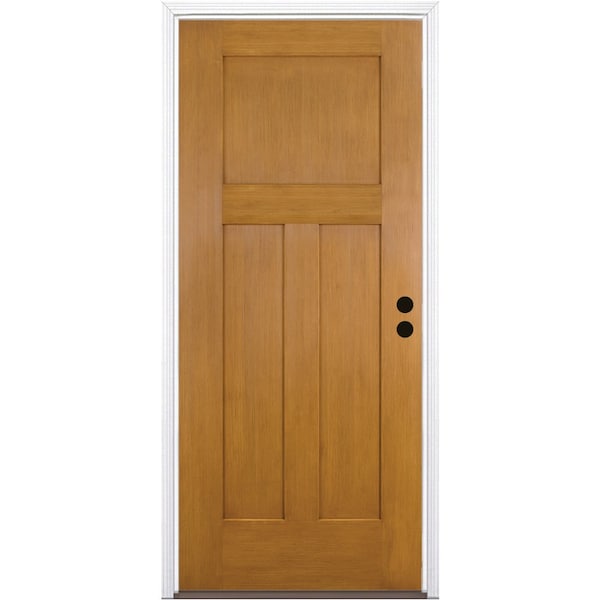 Codel Doors 32" x 80" Fir Grain Shaker Exterior Fiberglass Door - 2868LHISPFG3PSHK691626DB