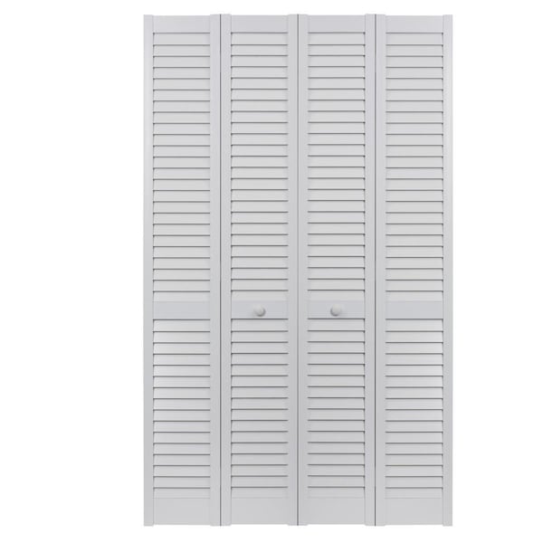 Perfectpatio 64 x 80 in. Seabrooke PVC Full Louver Bifold Door, White - PE3570681