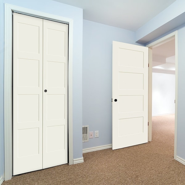 Trimlite 24" x 80" Primed 4-Panel Equal Panel Shaker Bifold Door and Hardware - 2068PRI8444BF