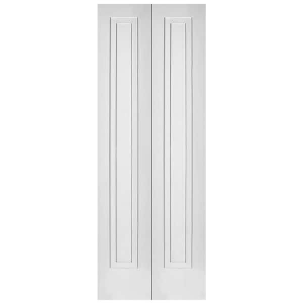 Codel Doors 30" x 80" Primed 1-Panel 2-Step Shaker Bifold Door and Hardware - 2668PRI8491BF