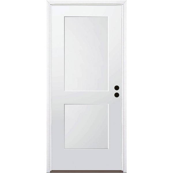 Codel Doors 36" x 80" Primed White Shaker Exterior Fiberglass Door - 3068LHISPSF2PSHK69161DB