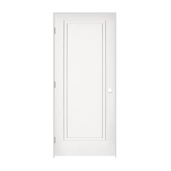 Codel Doors 30" x 80" x 1-3/8" Primed 1-Panel 2-Step Interior Shaker 4-9/16" RH Prehung Door w/Stn Nickel Hngs - 2668PRI8491RH154916