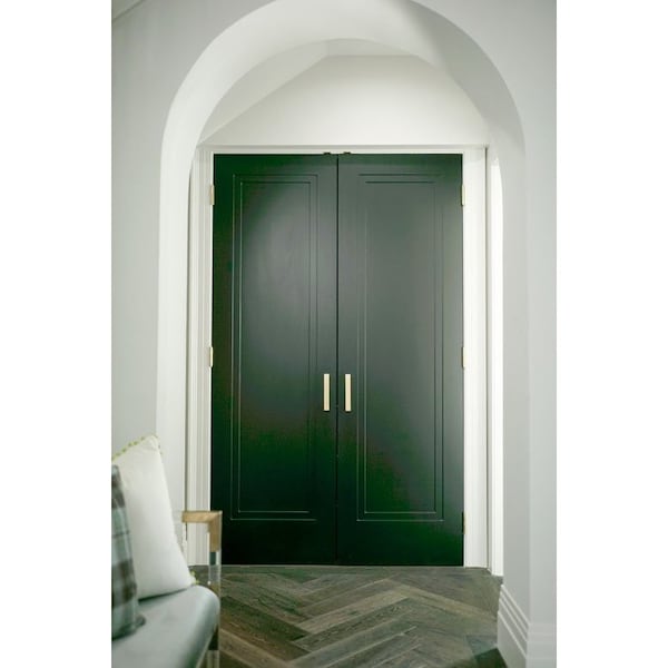 Codel Doors 34" x 80" x 1-3/8" Primed 1-Panel 2-Step Interior Shaker 7-1/4" LH Prehung Door with Black Hinges - 2168PRI8491LH1D714