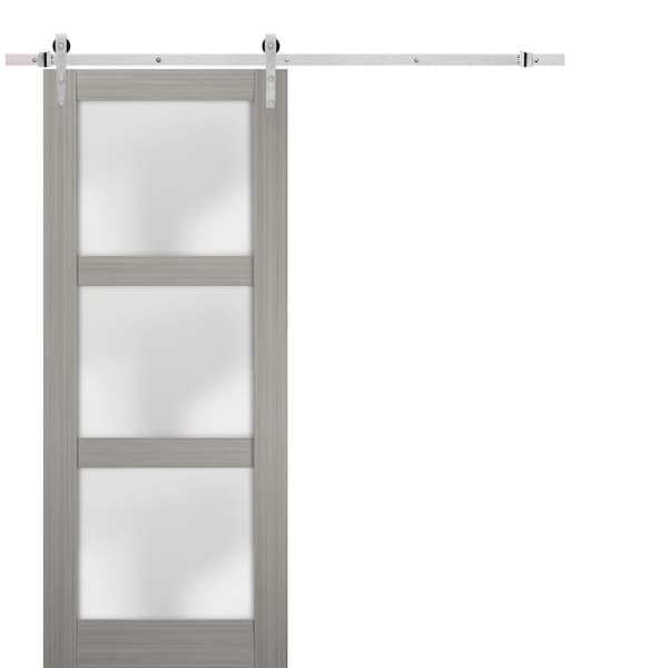 Sartodoors Barn Interior Door, 36" x 80", Gray - LUCIA2552BD-S-SSS-36