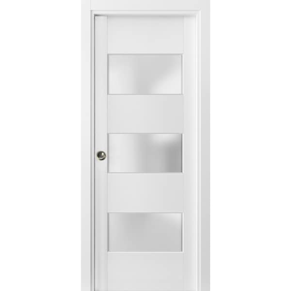 Sartodoors Pocket Interior Door, 24" x 96", White - LUCIA4070PD-BEM-2496