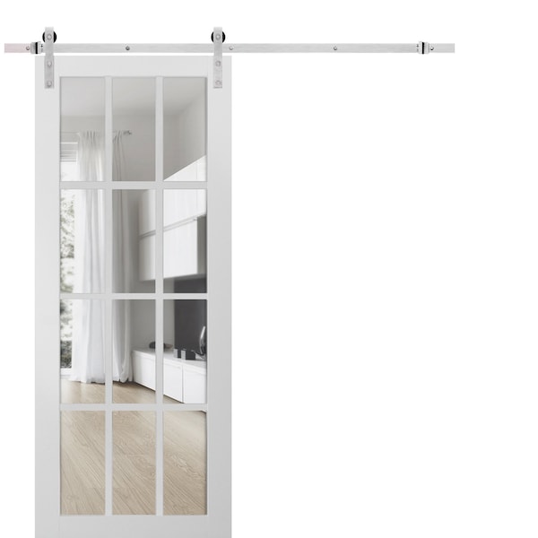Sartodoors Barn Interior Door, 30" x 80", White - FELICIA3355BD-S-BEM-30