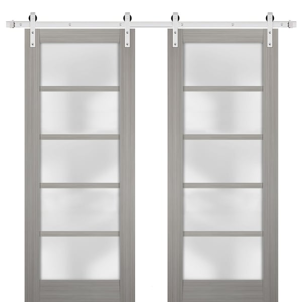 Sartodoors Double Barn Interior Door, 36" x 84", Gray - QUADRO4002DB-S-SSS-3684