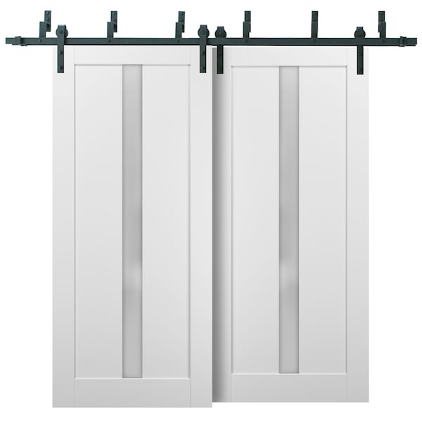 Sartodoors Barn Bypass Interior Door, 56" x 80", White - QUADRO4112BBB-WS-56