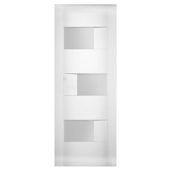 Vdomdoors Slab Panel Opaque Glass 32x96 " / Sete 6933 White Silk / Modern Finished / Pocket Closet Sliding - SETE6933S-WS-3296