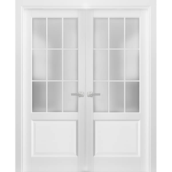 Sartodoors Double French Interior Door, 60" x 80", White - FELICIA3309DD-BEM-60