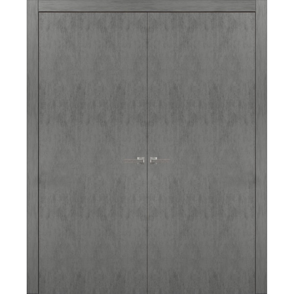 Sartodoors Double French Interior Door, 60" x 80", Concrete - PLANUM0010DD-BTN-60
