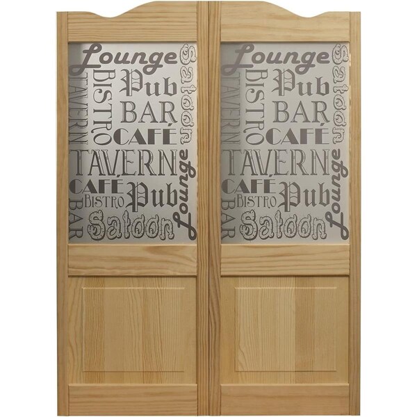 American Wood 24 x 42 in. Full Glass Tavern Louvered Cafe Door, Unfinished Pine - 182442
