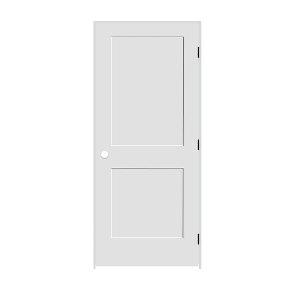 Codel Doors 26" x 80" x 1-3/8" Primed 2-Panel Interior Shaker 4-9/16" LH Prehung Door with Matte Black Hinges - 2268PRI8402LH10B4916