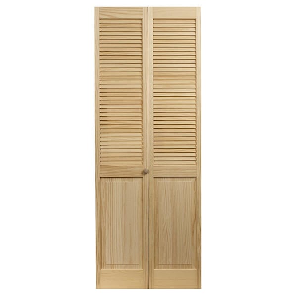Superherostuff 36 x 80.5 in. Model 105 Louver Over Panel Unfinished Wood Bifold Door - PA3028823