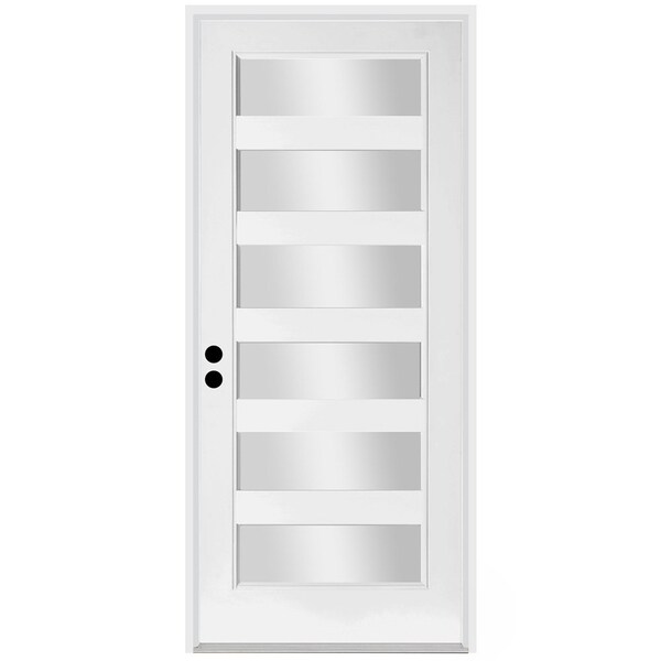 Codel Doors 32" x 96" Primed White Contemporary Flush-Glazed Exterior Fiberglass Door - 2880RHISPSF20F6LC49161DM
