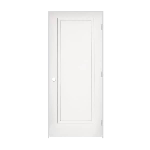 Trimlite 26"x80"x13/8" Primed 1Panel 2Step Interior Shaker 71/4" LH Prehung Door Brushed Chrome Hinges - 2268PRI8491LH26D714