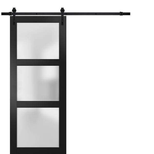 Sartodoors Barn Interior Door, 18" x 84", Black - LUCIA2552BD-B-BLK-1884