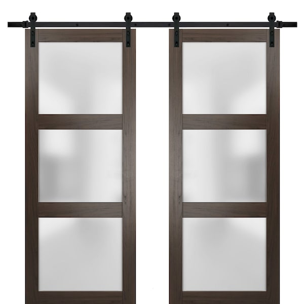 Sartodoors Double Barn Interior Door, 56" x 96", Chocolate - LUCIA2552DB-CA-5696