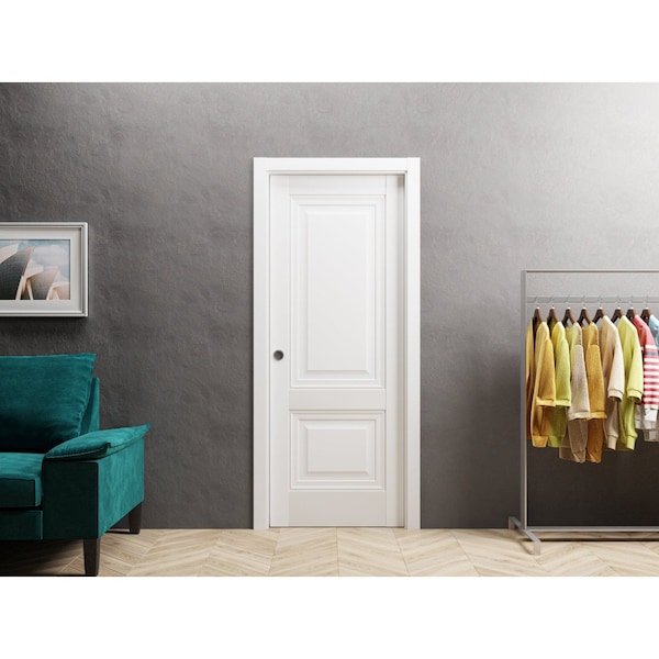 Sartodoors Slab Barn Door Panel 30 x 80in, White Silk, Sturdy Finished Interior Doors, Pocket Closet Sliding - LUCIA8831S-WS-30
