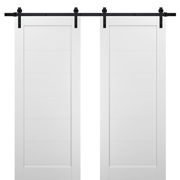 Sartodoors Double Barn Interior Door, 72" x 96", White - QUADRO4115DB-WS-7296