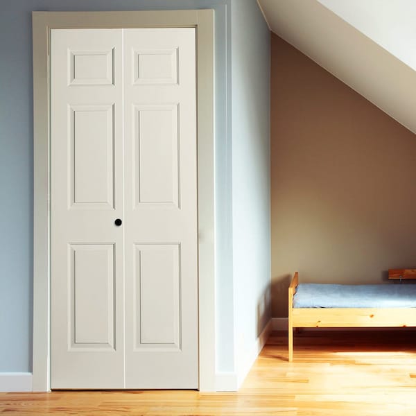 Codel Doors 36" x 80" Primed 6-Panel Colonist Molded Hollow Core Bifold Door and Hardware - 3068MHCCOLBF