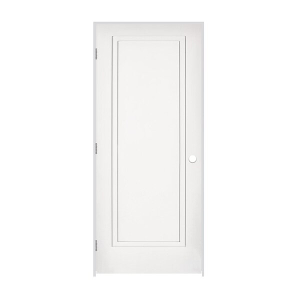 Trimlite 30"x80"x13/8" Primed 1Panel 2Step Interior Shaker 49/16" RH Prehung Door Brushed Chrome Hinges - 2668PRI8491RH26D4916