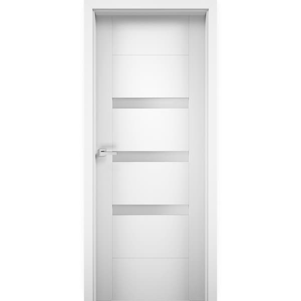 Vdomdoors French Opaque 32x84" / Sete 6900 White Silk / Single Regular Panel Frame Handle / Bathroom Modern - SETE6900ID-WS-3284