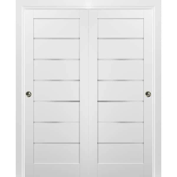 Sartodoors Closet Bypass Interior Door, 84" x 80", White - QUADRO4117DBD-WS-84