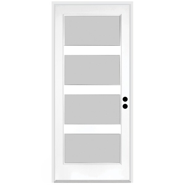Codel Doors 32" x 80" Primed White Contemporary Flush-Glazed Exterior Fiberglass Door - 2868LHISPSF20F4LS491626DM