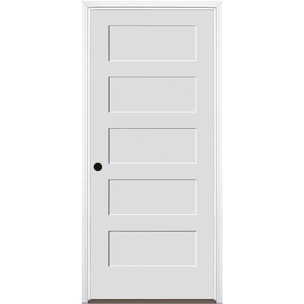 Trimlite Primed 5Panel Equal Panel Interior Shaker 20 Min Fire Rated 69/16" RH Prehung Brushed Chrome - 3068134PRI840520MRH26DB6916