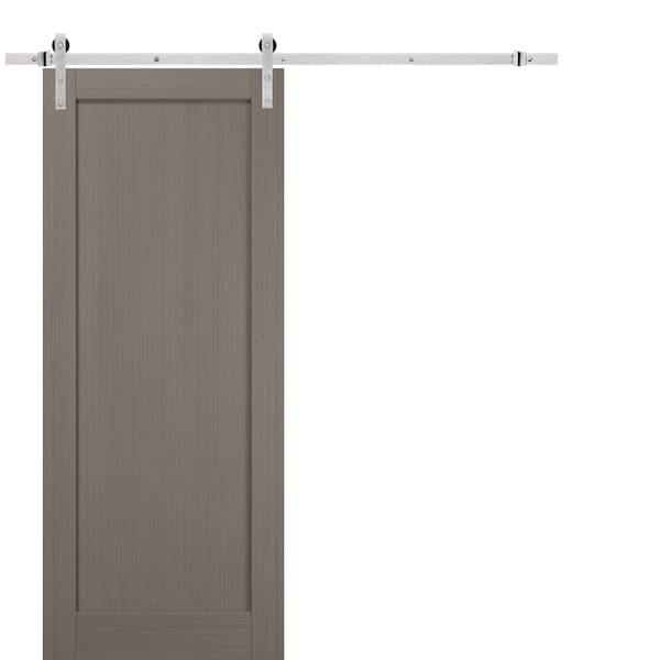 Sartodoors Barn Interior Door, 36" x 80", Gray - QUADRO4111BD-S-KS-36