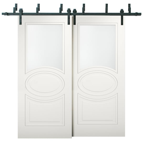 Vdomdoors Barn Bypass Interior Door, 64" x 80", White - MELA7012BBB-WS-64