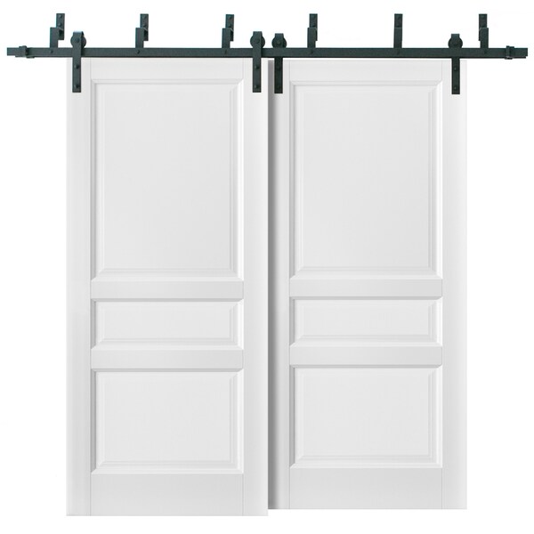 Sartodoors Barn Bypass Interior Door, 60" x 84", White - LUCIA31BBB-BEM-6084