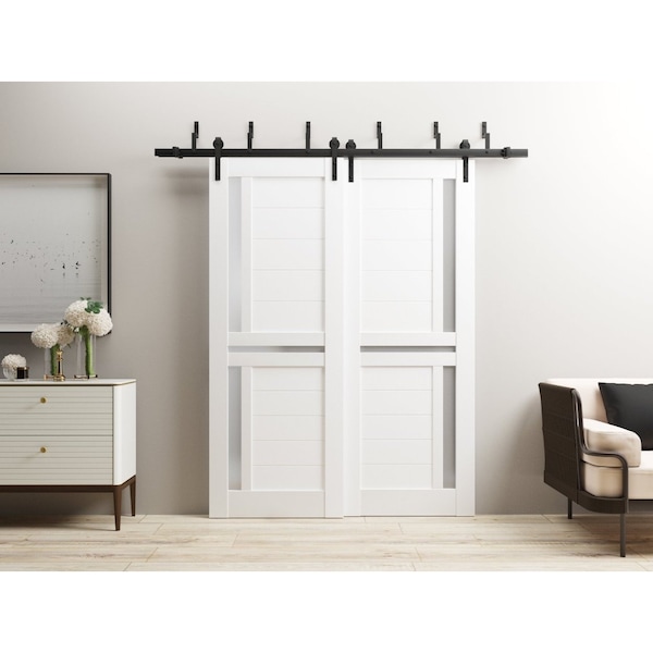 Sartodoors Slab Barn Door Panel 32 x 80in, Veregio 7288 White Silk W/ Frosted Glass, Pocket Closet Sliding - VEREGIO7288S-WS-32