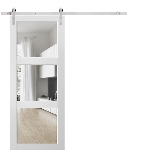 Sartodoors Barn Interior Door, 42" x 80", White - LUCIA2555BD-S-BEM-42